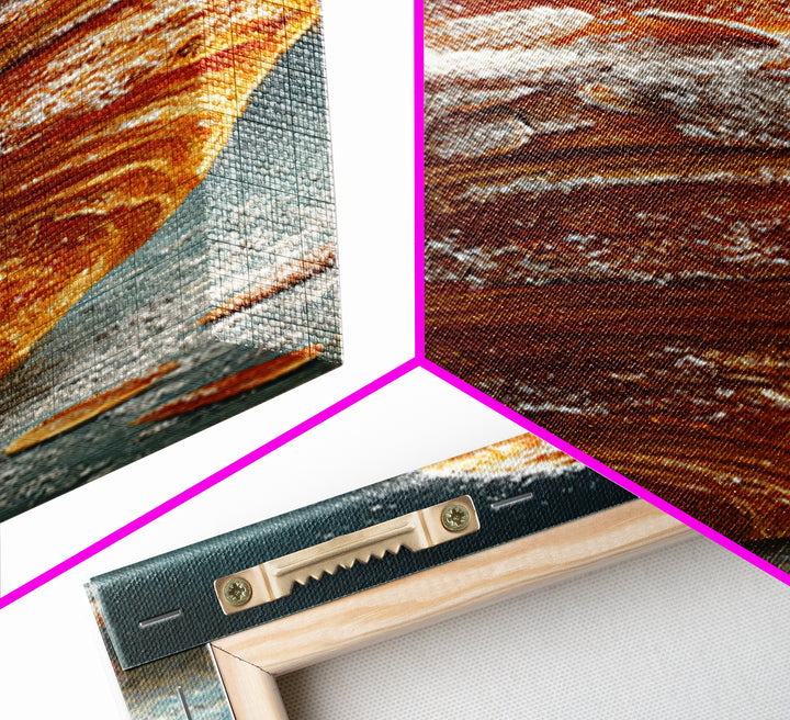 Almond Croissant Closeup Framed Canvas Print, Bakery Art, Neutral Decor, Bakery Decor, Fine Art, Patisserie, Home Decor, BAK-1x3-75