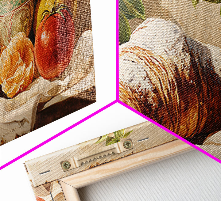 Almond Croissant Closeup Framed Canvas Print, Bakery Art, Kitchen Art Print, Bakery Decor, Fine Art, Patisserie, Modern Decor, BAK-2x1-11