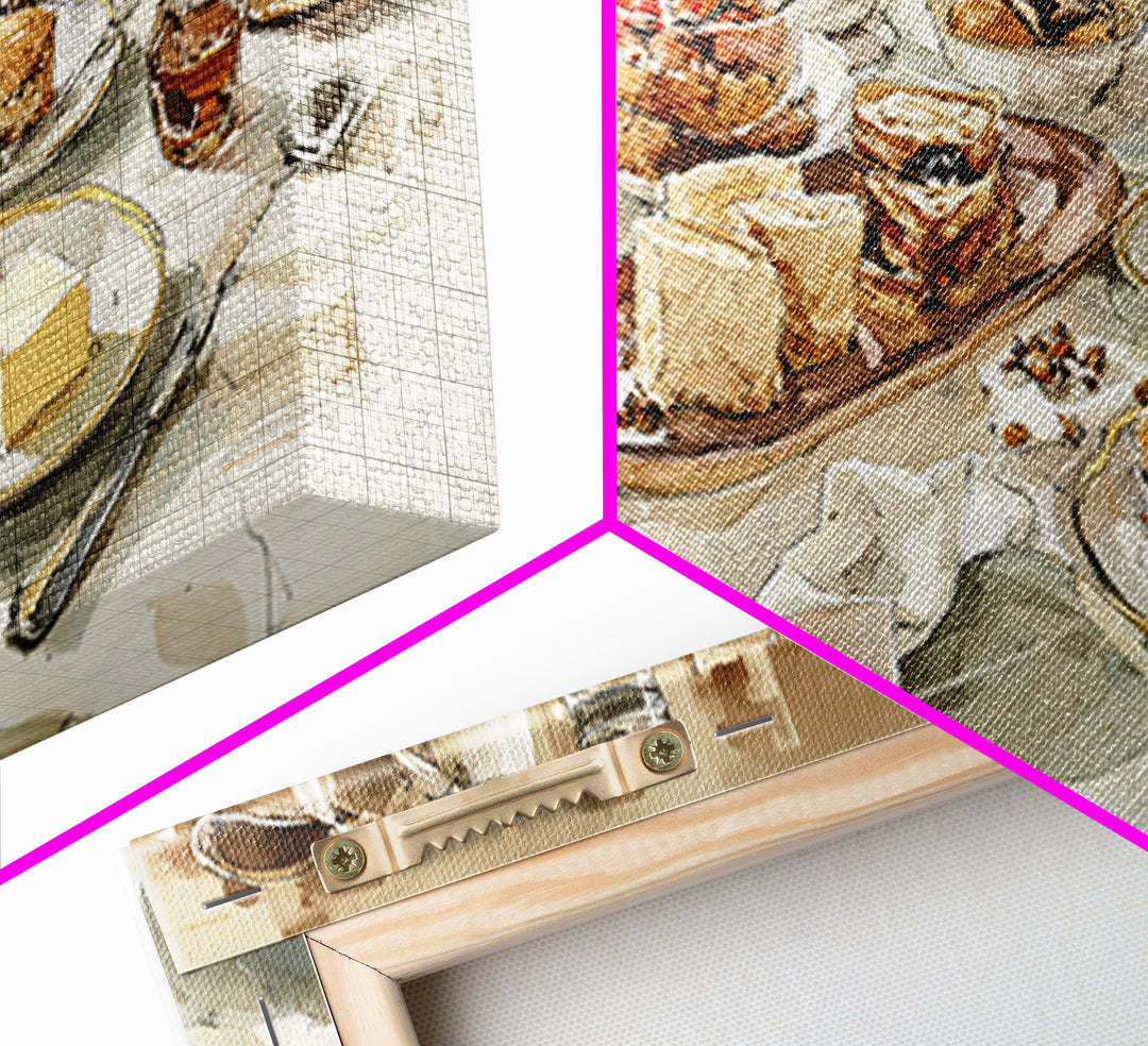 Tea and Scone Arrangement Framed Canvas Print, Bakery Art, Fine Art Print, Bakery Decor, Fine Art, Patisserie, BAK-2x1-16