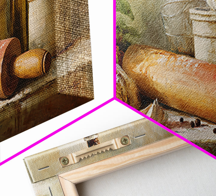 Patisserie Pattern of Rolling Pins and Pastries Canvas Print, Bakery Art, Kitchen Decor, Bakery Decor, Fine Art, Patisserie, BAK-2x1-17