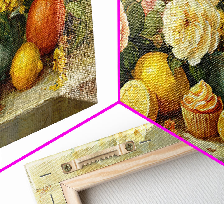 Cupcake Bouquet Painted Framed Canvas Print, Bakery Art, Kitchen Wall Decor, Bakery Decor, Patisserie, Whimsical Wall Art, BAK-2x1-3
