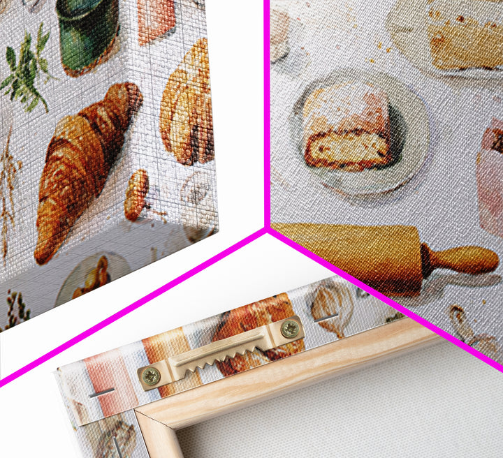 Patisserie Pattern of Rolling Pins and Pastries Canvas Print, Bakery Art, Kitchen Decor, Bakery Decor, Fine Art, Patisserie, BAK-2x1-41