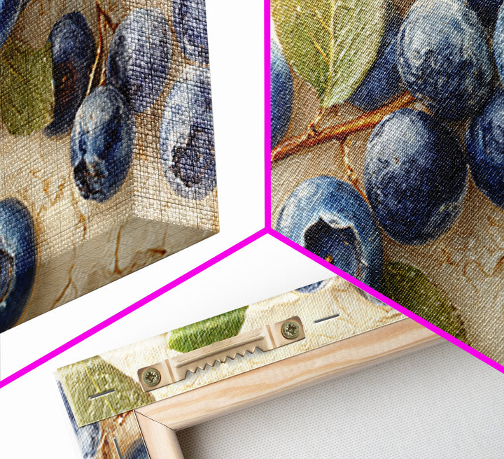 Blueberry Galette with Rustic Farmhouse Texture Framed Canvas Print, Bakery Art, Digital Print, Bakery Decor, Patisserie, BAK-2x1-43
