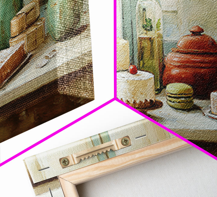 French Patisserie Window Display of Pastel Pastries Framed Canvas Print, Bakery Art, Wall Decor, Bakery Decor, Patisserie, BAK-2x1-46