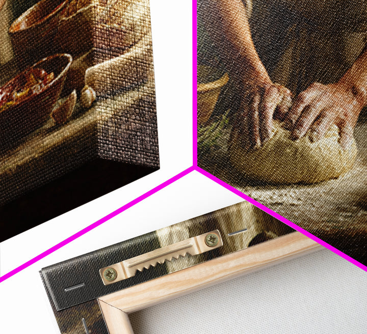 Baker Hands Shaping Dough Canvas Print, Bakery Art, Watercolor Painting, Bakery Decor, Fine Art, Patisserie, Aesthetic Wall Art, BAK-2x1-61