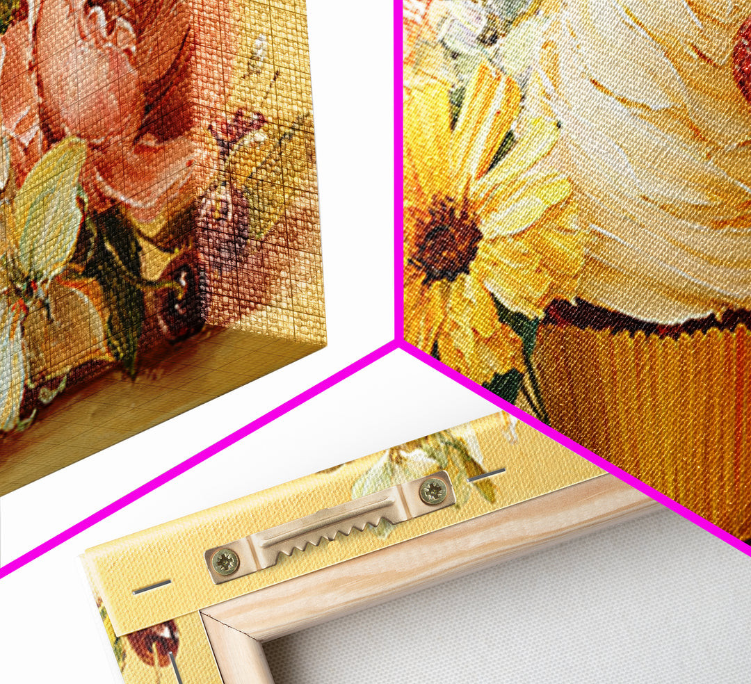 Cupcake Bouquet Painted Framed Canvas Print, Bakery Art, Room Decor, Bakery Decor, Fine Art, Patisserie, Digital Print, BAK-2x1-75