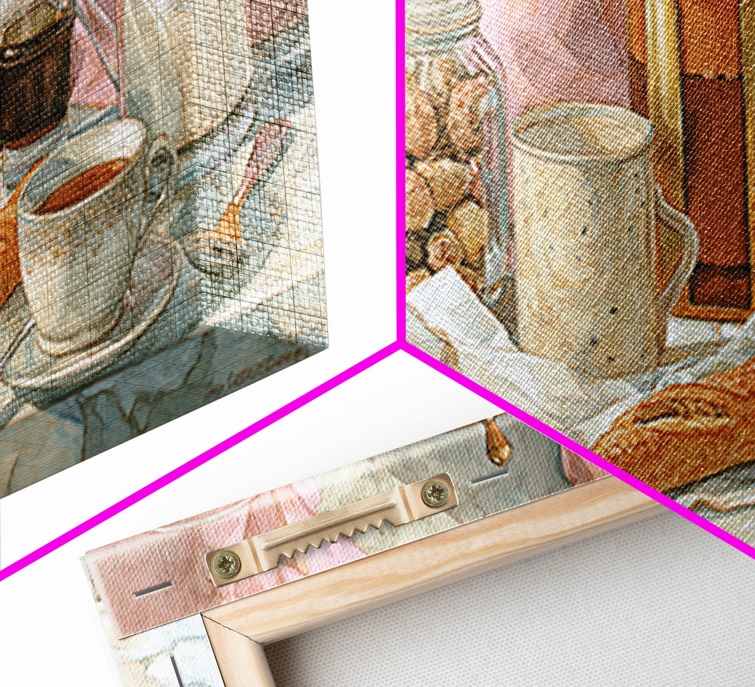 Baguette and Butter Still Life on Marble Canvas Print, Bakery Art, Kitchen Print, Bakery Decor, Fine Art, Patisserie, BAK-2x1-76
