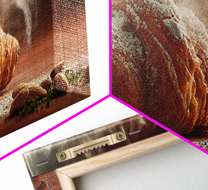 Almond Croissant Closeup Framed Canvas Print, Bakery Art, Print, Bakery Decor, Fine Art, Patisserie, Food Art, Kitchen Print, BAK-2x1-83