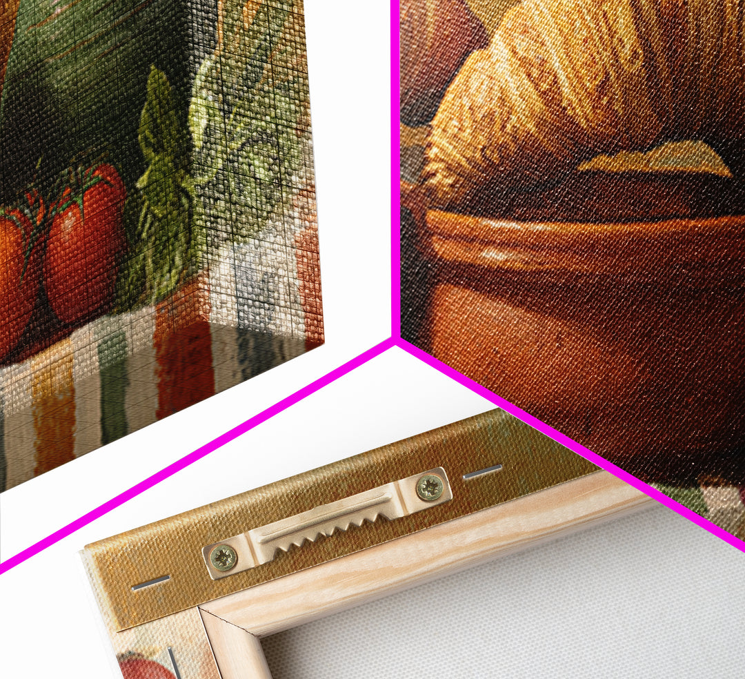 Buttery Croissants Stacked on Striped Linen Canvas Print, Bakery Art, Colorful Wall Art, Bakery Decor, Abstract Art, Patisserie, BAK-2x1-93