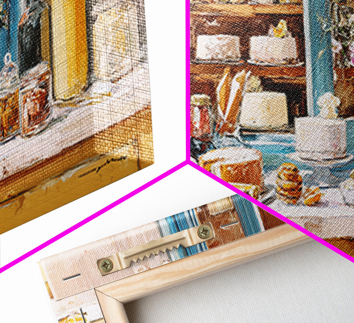 French Patisserie Window Display of Pastel Pastries Canvas Print, Bakery Art, Digital Print, Bakery Decor, Fine Art, Patisserie, BAK-2x1-94