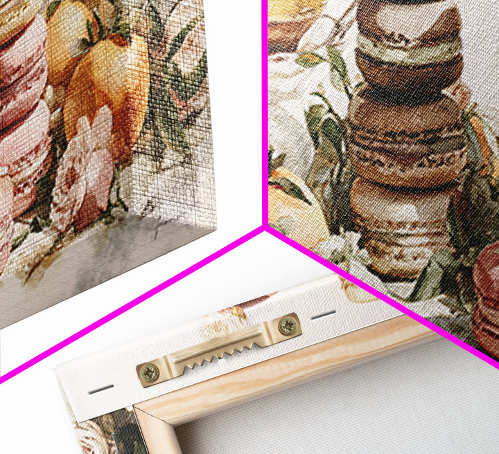 Single Perfect Macaron Tower Framed Canvas Print, Bakery Art, Neutral Decor, Bakery Decor, Fine Art, Patisserie, Home Decor, BAK-2x1-95