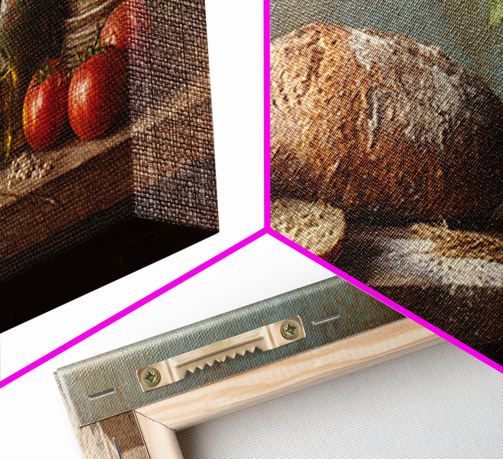 Rustic Loaf of Bread Framed Canvas Print, Bakery Art, Watercolor Print, Bakery Decor, Oil Painting, Patisserie, Fine Art Print, BAK-2x1-96