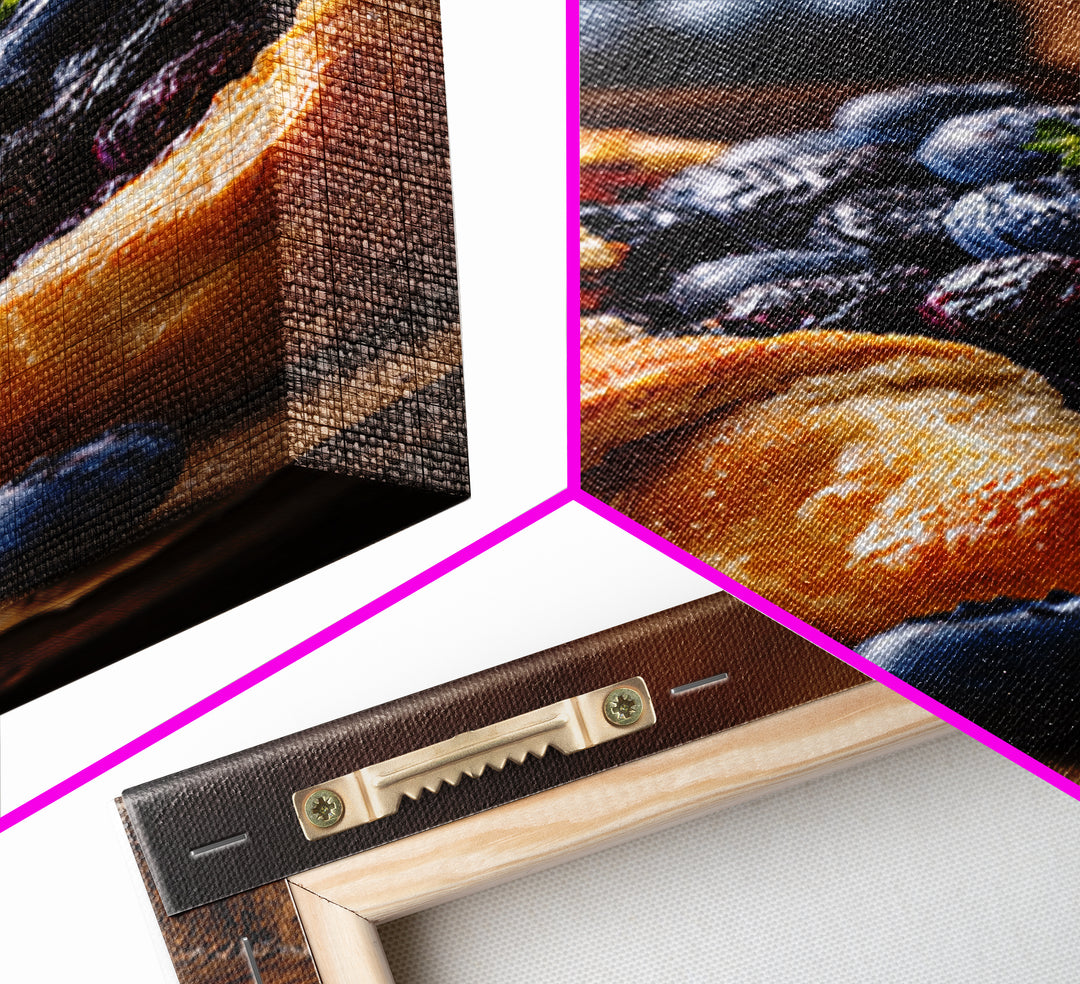 Blueberry Galette with Rustic Farmhouse Texture Canvas Print, Bakery Art, Wall Decor, Bakery Decor, Fine Art, Patisserie, BAK-2x3-31