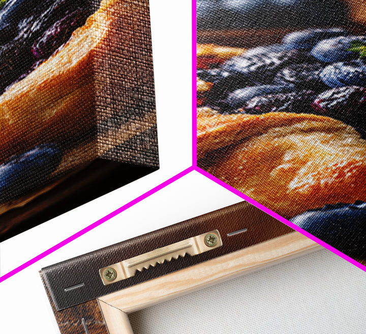Blueberry Galette with Rustic Farmhouse Texture Canvas Print, Bakery Art, Wall Decor, Bakery Decor, Fine Art, Patisserie, BAK-2x3-31