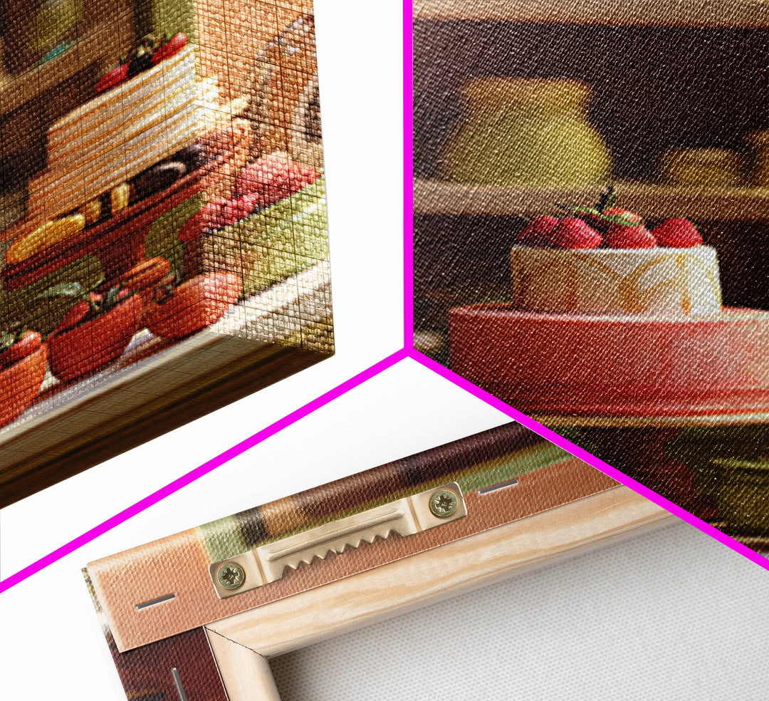 French Patisserie Window Display of Pastel Pastries Canvas Print, Bakery Art, Printable Wall Art, Bakery Decor, Patisserie, BAK-2x3-34