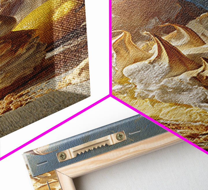 Lemon Meringue Pie Slice Canvas Print, Bakery Art, Kitchen Wall Art, Bakery Decor, Oil Painting, Patisserie, BAK-2x3-66