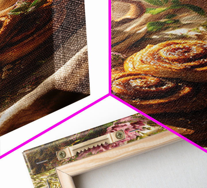 Cinnamon Rolls in a Warm Country Kitchen Canvas Print, Bakery Art, Kitchen Print, Bakery Decor, Fine Art, Patisserie, BAK-2x3-67