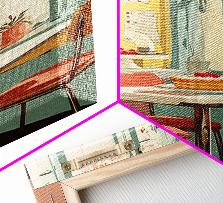Retro Diner Pie Illustration Canvas Print, Bakery Art, Kitchen Wall Art, Bakery Decor, Oil Painting, Patisserie, BAK-2x3-72