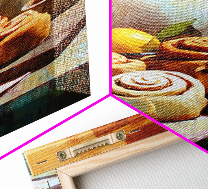 Cinnamon Rolls in a Warm Country Kitchen Canvas Print, Bakery Art, Kids Art, Bakery Decor, Fine Art, Patisserie, BAK-2x3-91