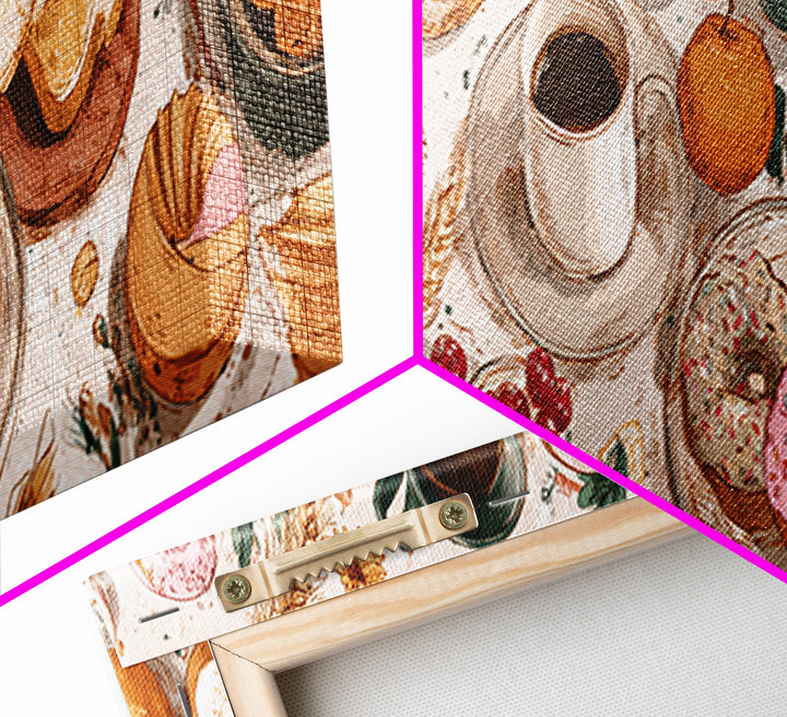 Whimsical Donut Assortment Framed Canvas Print, Bakery Art, Kitchen Art Print, Bakery Decor, Fine Art, Patisserie, Modern Decor, BAK-3x1-1