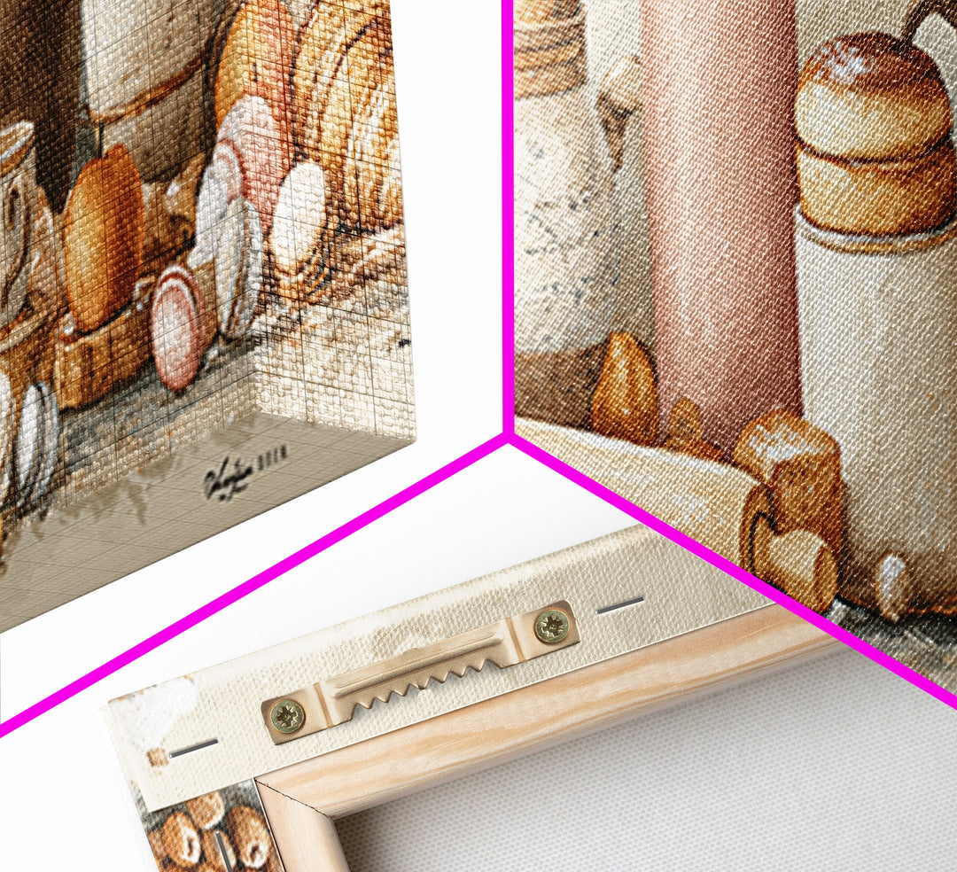 Patisserie Pattern of Rolling Pins and Pastries Canvas Print, Bakery Art, Coffee Wall Art, Bakery Decor, Fine Art, Patisserie, BAK-3x1-13