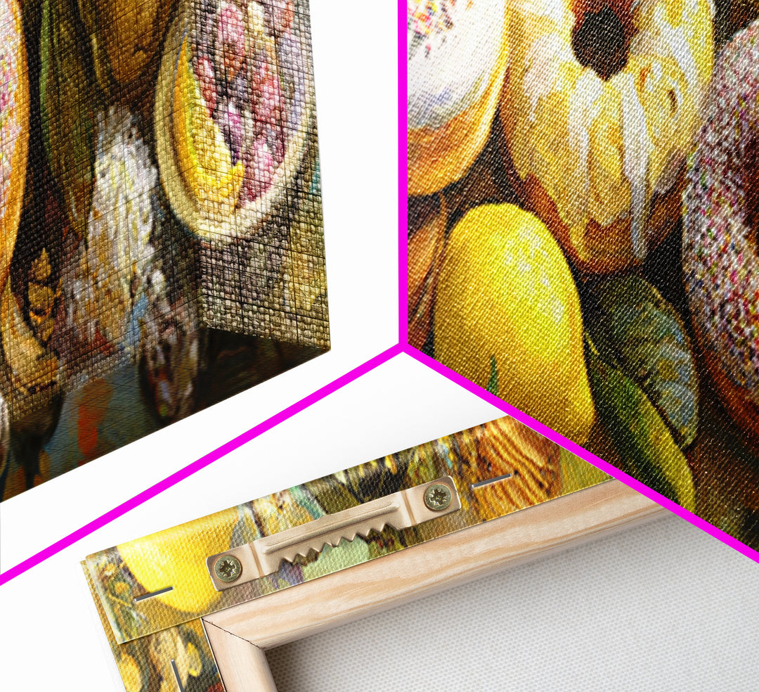 Whimsical Donut Assortment Canvas Print, Bakery Art, French Wall Art, Bakery Decor, Abstract Art, Patisserie, Room Decor, BAK-3x1-25