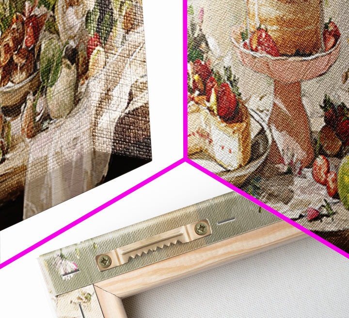 Pastel Cake Stand Canvas Print, Bakery Art, Watercolor Print, Bakery Decor, Oil Painting, Patisserie, Fine Art Print, BAK-3x1-29
