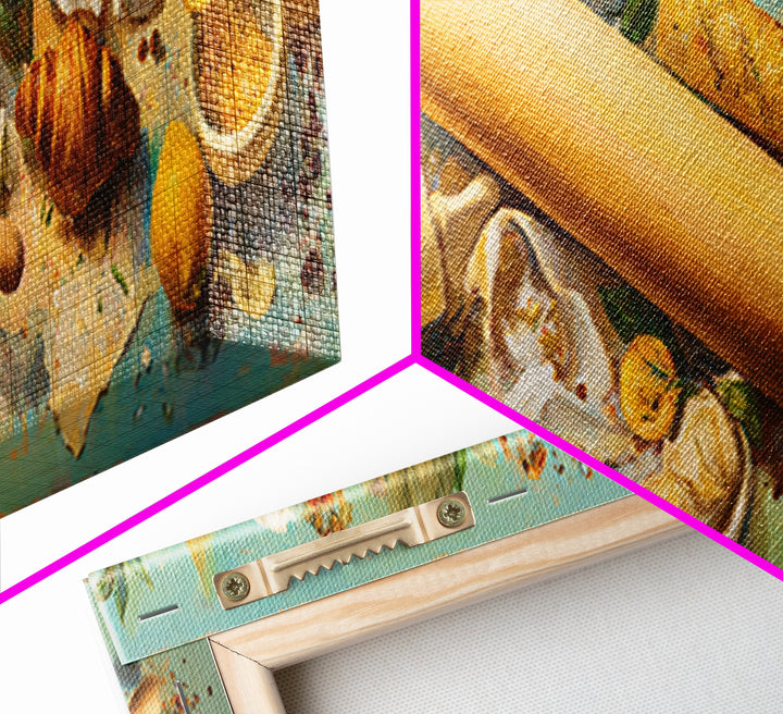 Patisserie Pattern of Rolling Pins and Pastries Canvas Print, Bakery Art, Aesthetic Wall Art, Bakery Decor, Patisserie, BAK-3x1-37