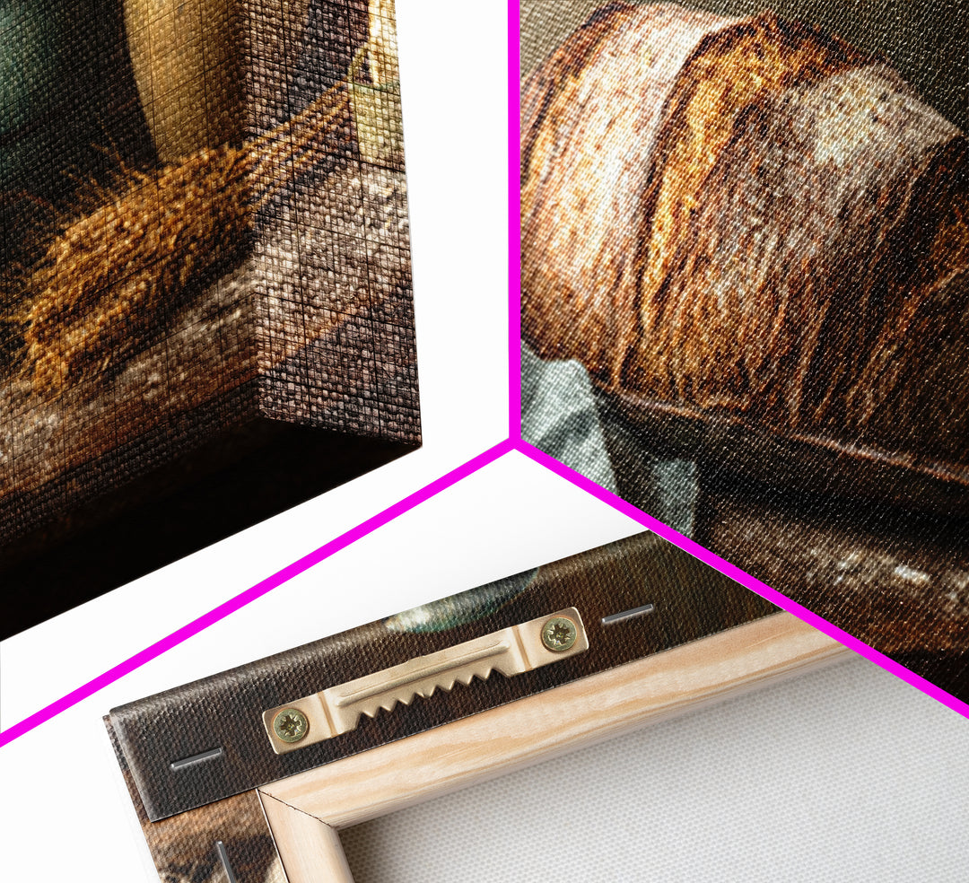 Rustic Loaf of Bread Framed Canvas Print, Bakery Art, Modern Decor, Bakery Decor, Fine Art, Patisserie, Wall Decor, Art Print, BAK-3x1-44