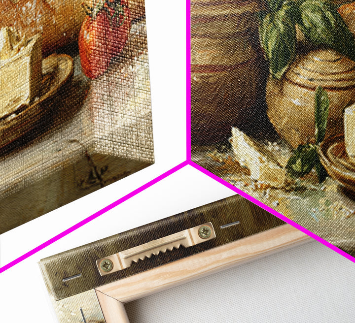Baguette and Butter Still Life on Marble Canvas Print, Bakery Art, Textured Painting, Bakery Decor, Fine Art, Patisserie, BAK-3x1-96