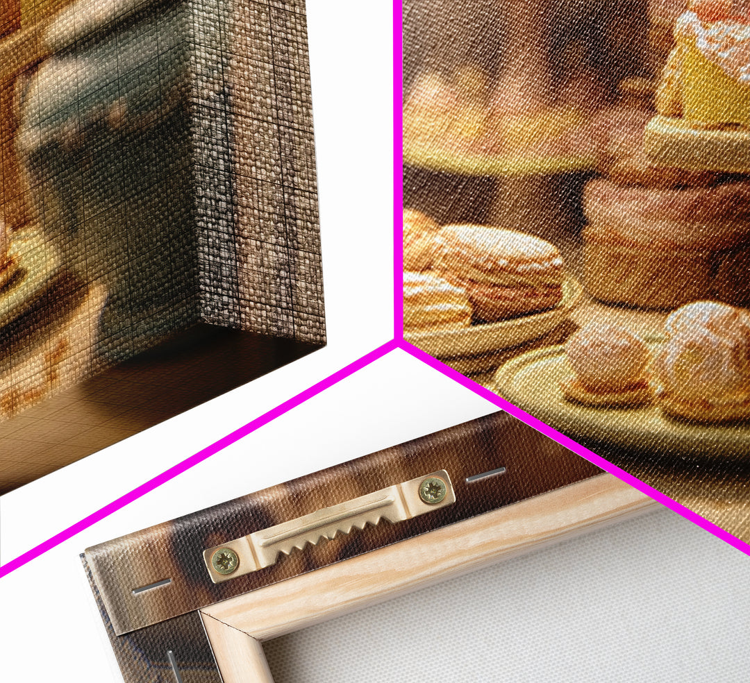 French Patisserie Window Display of Pastel Pastries Canvas Print, Bakery Art, Neutral Wall Art, Bakery Decor, Patisserie, BAK-3x2-54