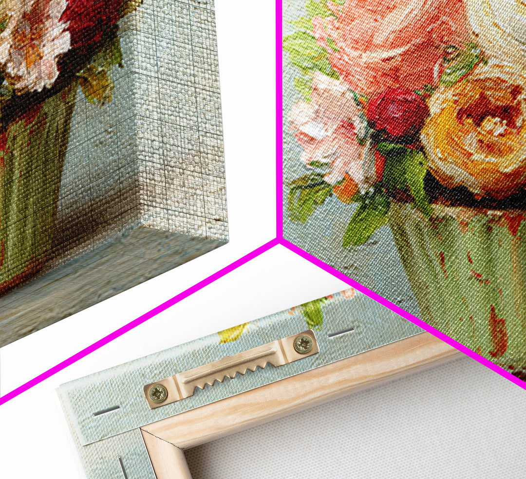 Cupcake Bouquet Painted Framed Canvas Print, Bakery Art, Kitchen Wall Art, Bakery Decor, Oil Painting, Patisserie, BAK-3x2-59