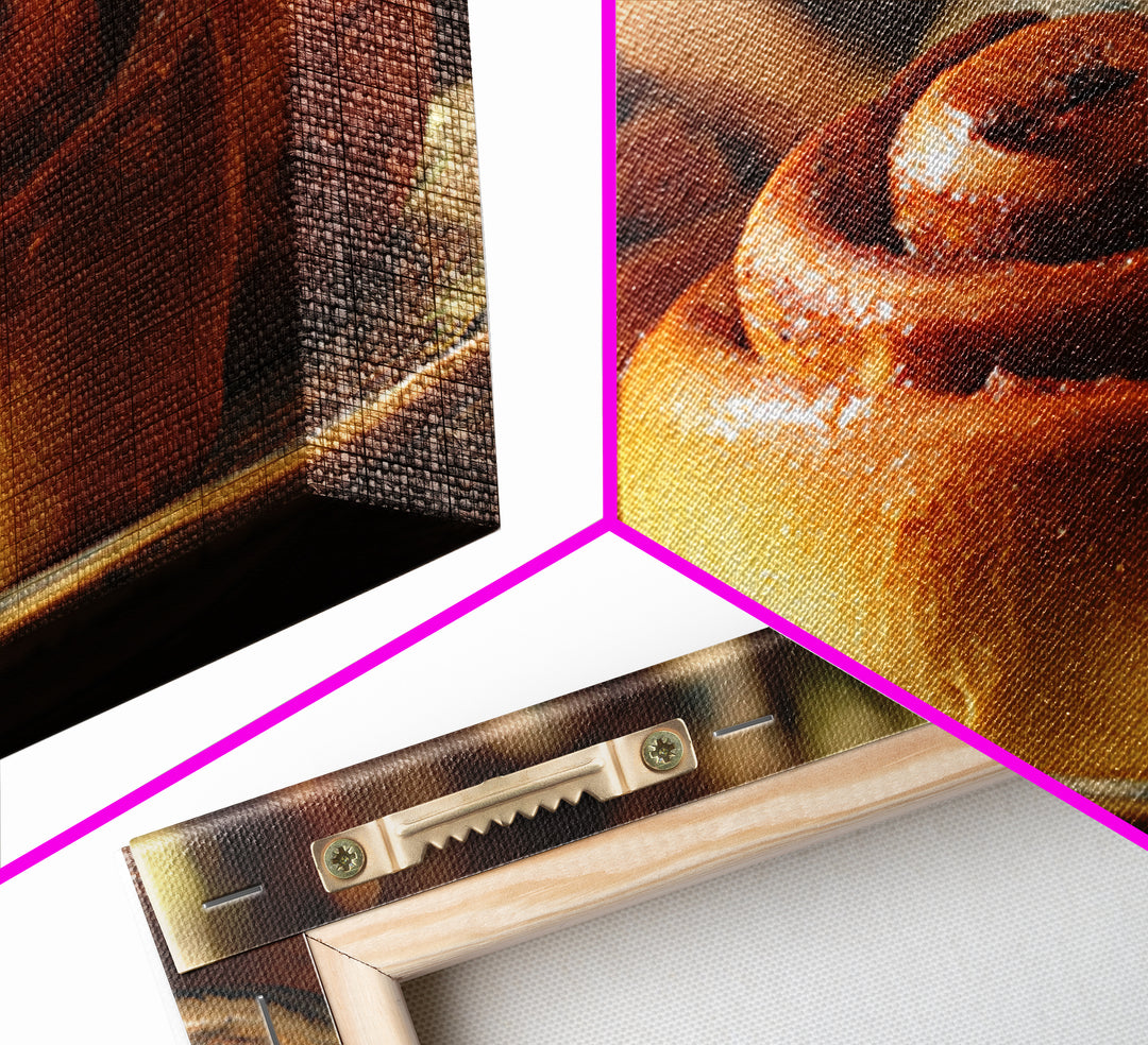 Cinnamon Rolls in a Warm Country Kitchen Framed Canvas Print, Bakery Art, Neutral Wall Art, Bakery Decor, Fine Art, Patisserie, BAK-3x2-63