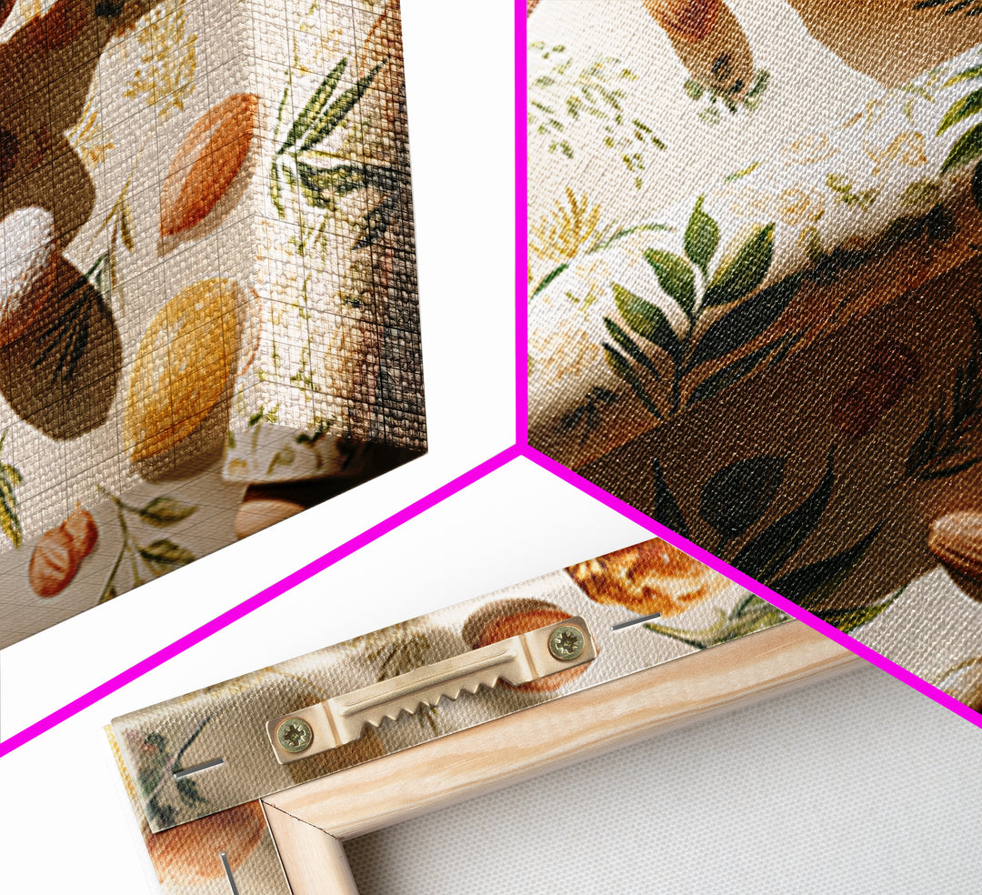 Patisserie Pattern of Rolling Pins and Pastries Canvas Print, Bakery Art, Neutral Decor, Bakery Decor, Fine Art, Patisserie, BAK-3x2-73