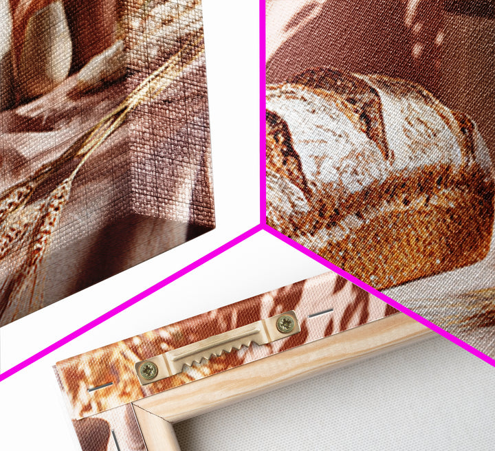 Rustic Loaf of Bread Framed Canvas Print, Bakery Art, Watercolor Print, Bakery Decor, Oil Painting, Patisserie, Fine Art Print, BAK-3x2-8