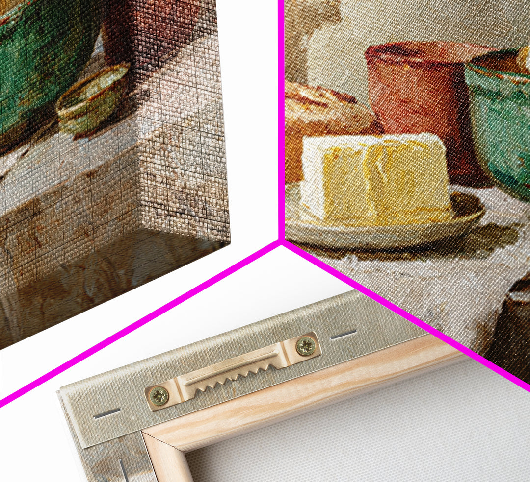 Baguette and Butter Still Life on Marble Canvas Print, Bakery Art, Wall Decor, Bakery Decor, Patisserie, Kitchen Prints, BAK-3x2-84