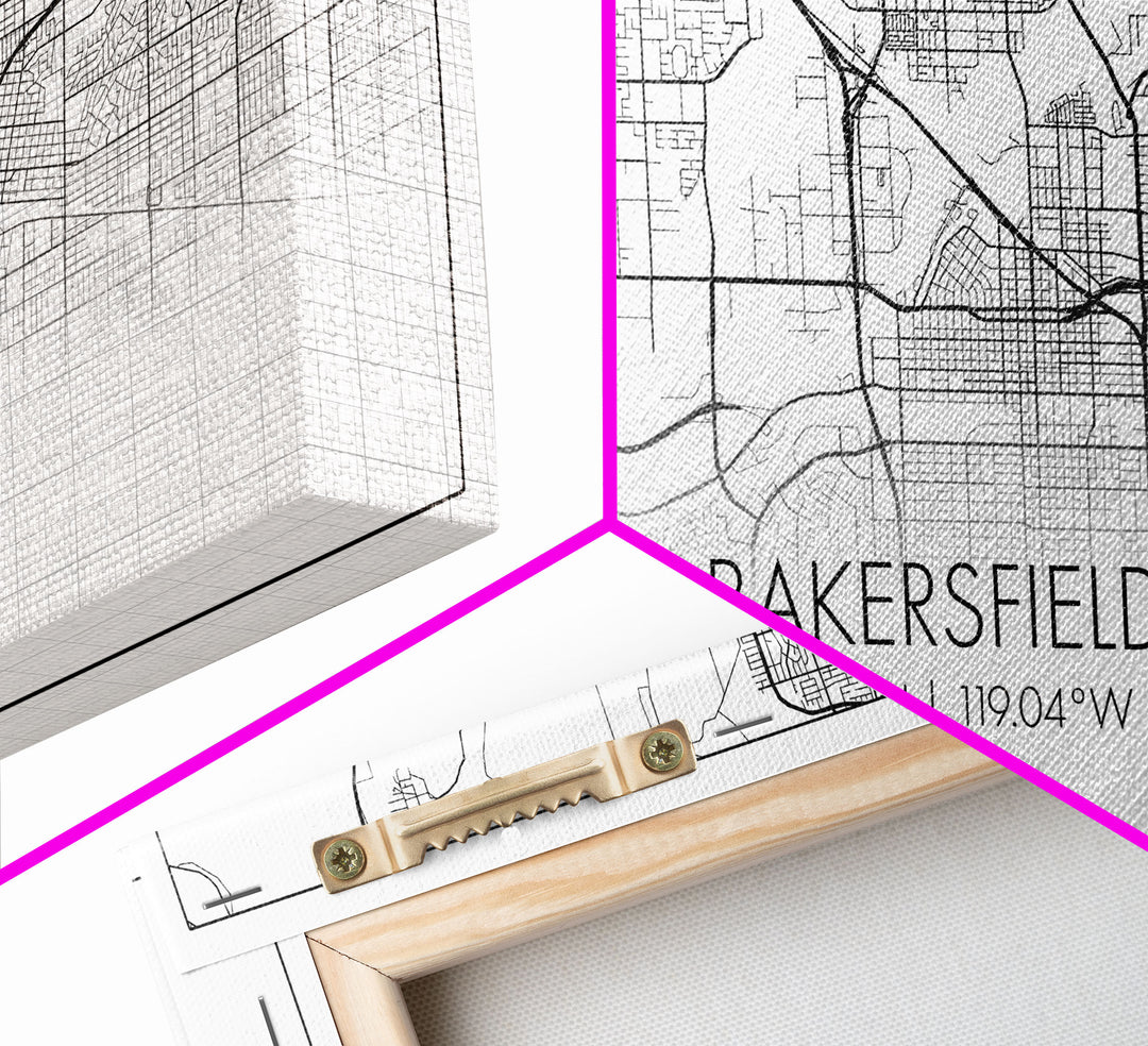 Bakersfield Street Map, California Map, Map Print, Modern Art, Wall Art, Canvas Print, Cabin Décor, Gift For Home, Unique Wall Art, Room Art