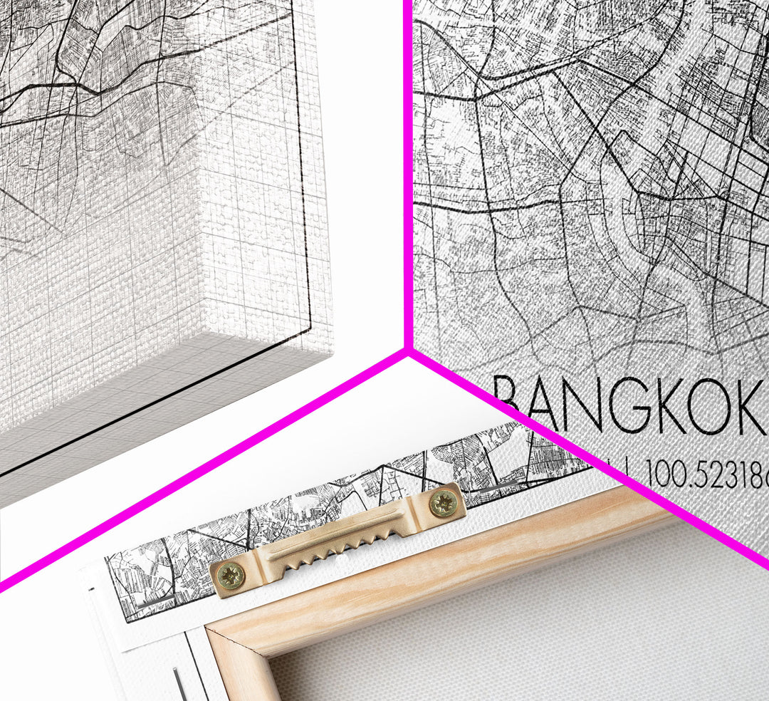 Bangkok Street Map, Thailand Map, Map Print, Modern Art, Wall Art, Canvas Print, Asian Art Print, Gift For Boss, Trendy Wall Art, Home Décor