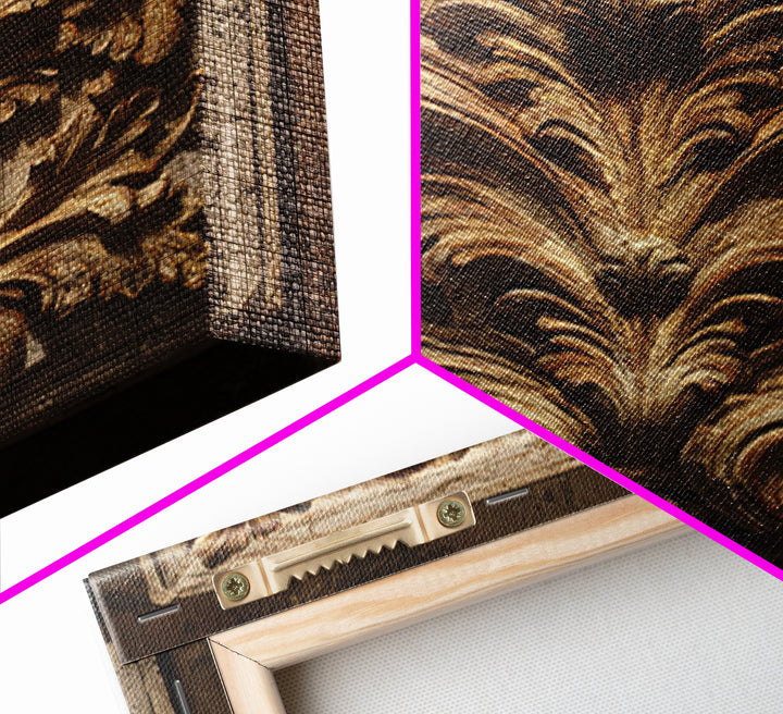 Carved Acanthus Leaf Ornament Study Framed Canvas Print, Baroque Art, Modern Wall Art, Living Room Decor, Fine Art, Ornate, BAO-1x1-39