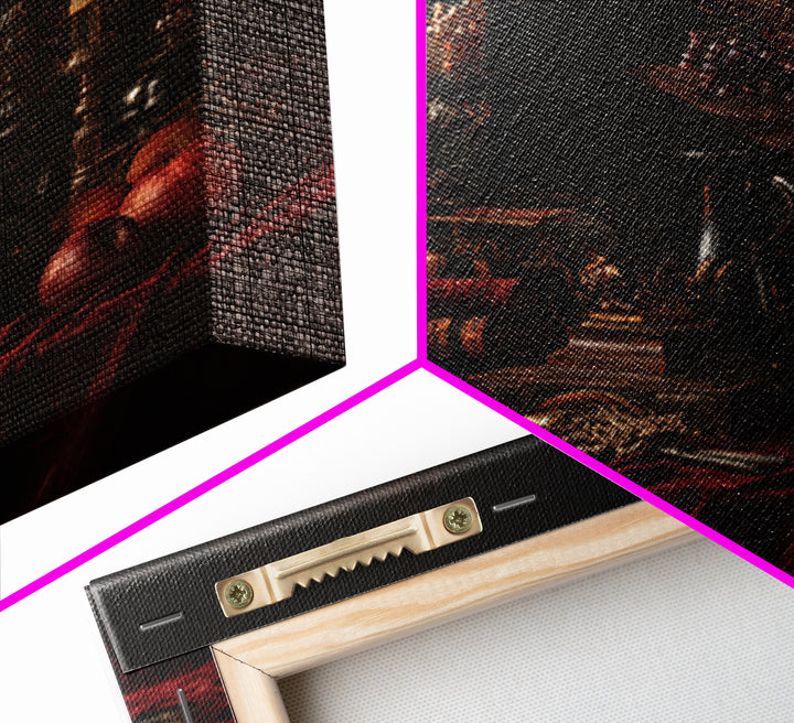 Dark Red Velvet Framed Canvas Print, Baroque Art, Whimsical Decor, Living Room Decor, Fine Art, Ornate, Maximalist Decor, BAO-1x1-47
