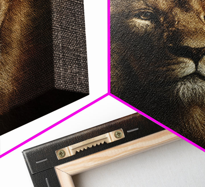 Royal Lion Portrait Framed Canvas Print, Baroque Art, Eclectic Wall Art, Living Room Decor, Fine Art, Ornate, Gallery Decor, BAO-1x1-65