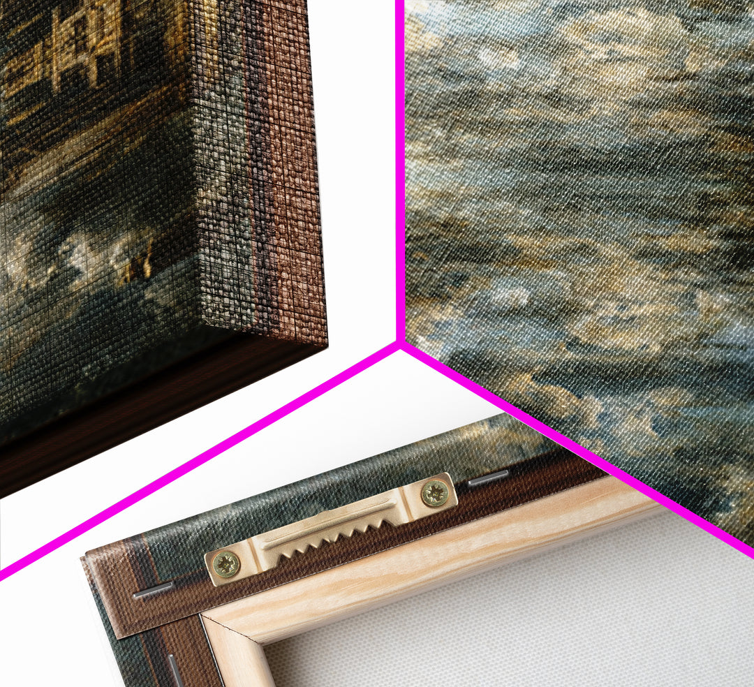 Classical Ruins Beneath a Dramatic Sky Framed Canvas Print, Baroque Art, Feminist Art, Living Room Decor, Fine Art, Ornate, BAO-1x1-67