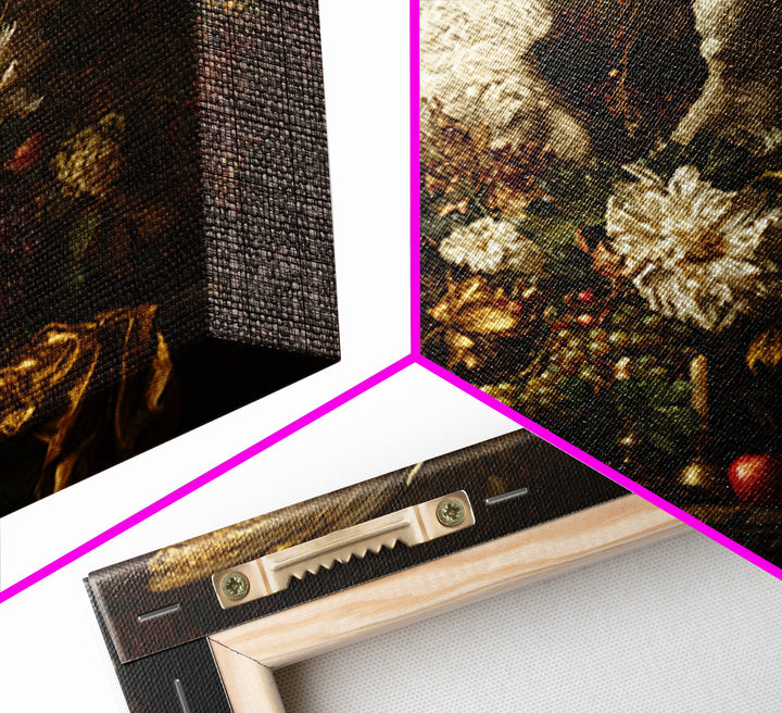 Gilded Angel Wings Emerging from Storm Clouds Framed Canvas Print, Baroque Art, Maximalist Decor, Living Room Decor, Ornate, BAO-1x1-78