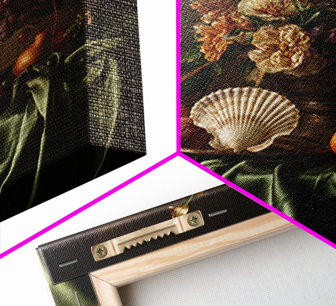 Ornamental Shell and Pearl Composition Canvas Print, Baroque Art, Gallery Wall, Living Room Decor, Ornate, Neutral Decor, BAO-1x1-94