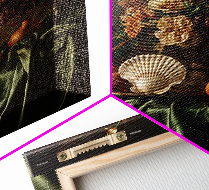 Ornamental Shell and Pearl Composition Canvas Print, Baroque Art, Gallery Wall, Living Room Decor, Ornate, Neutral Decor, BAO-1x1-94