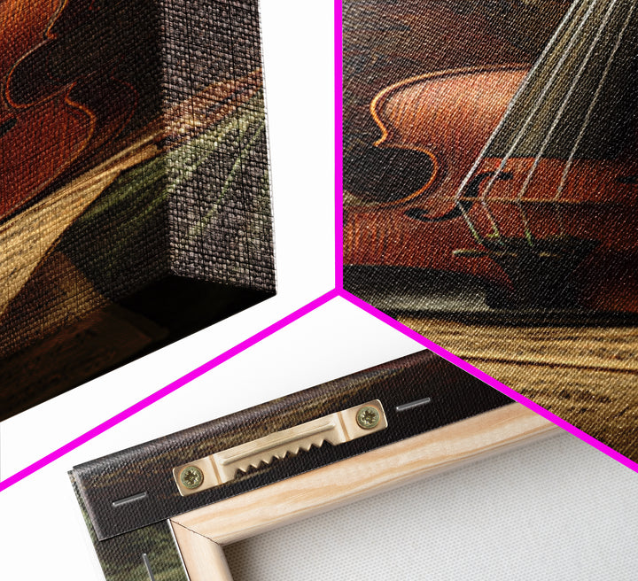 Baroque Violin and Sheet Music Still Life Canvas Print, Baroque Art, Art Nouveau Decor, Living Room Decor, Fine Art, Ornate, BAO-1x3-23