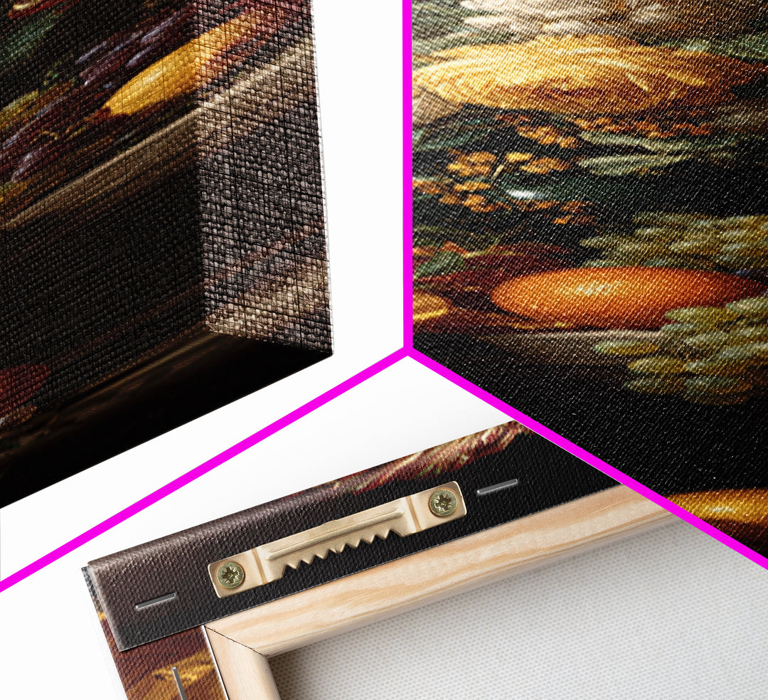 Theatrical Stormy Landscape Framed Canvas Print, Baroque Art, Room Decor Aesthetic, Living Room Decor, Fine Art, Ornate, BAO-1x3-70