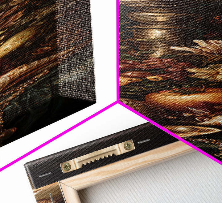 Ornamental Shell and Pearl Composition Canvas Print, Baroque Art, Gallery Wall, Living Room Decor, Oil Painting, Ornate, BAO-1x3-82