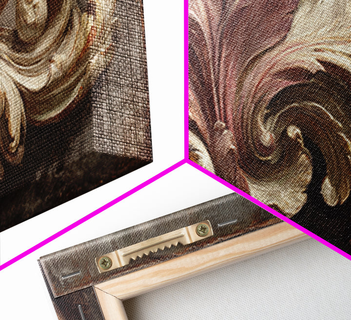 Carved Acanthus Leaf Ornament Study Framed Canvas Print, Baroque Art, Modern Wall Art, Living Room Decor, Fine Art, Ornate, BAO-2x1-11