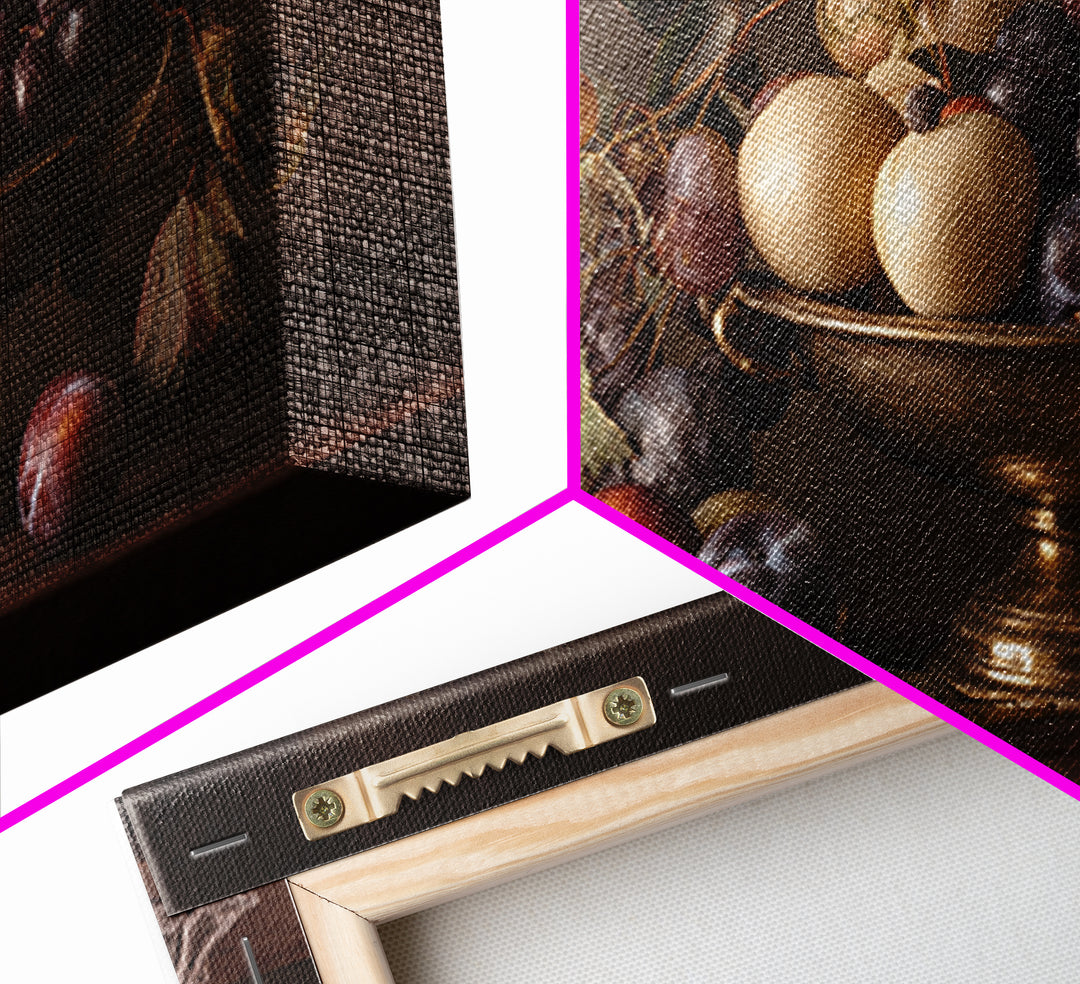Dramatic Fruit Still Life Canvas Print, Baroque Art, Wall Decor, Living Room Decor, Oil Painting, Ornate, Contemporary Art, BAO-2x1-21